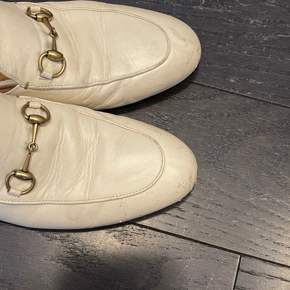 GUCCI white Horsebit Princetown Leather Slipper Loafers Mules Size 39 - Picture 9 of 9